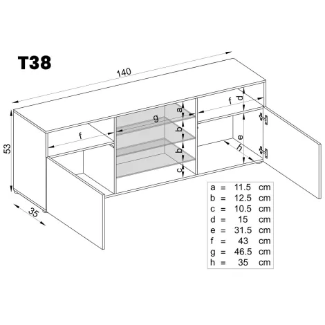 TV-Schrank Urbino, Schwarz/Schwarz - 2